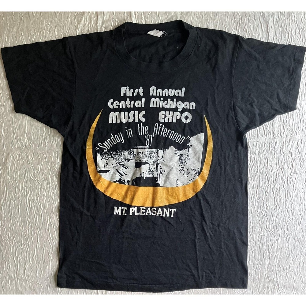 Vintage 1981 Central Michigan Music Expo T-Shirt Mt Pleasant Black Single Stitch
